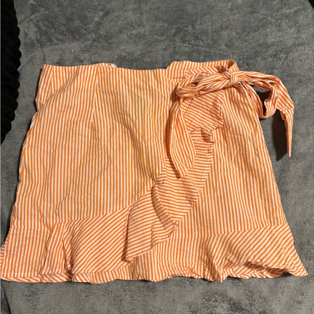SHEIN Orange Striped Mini Skirt
